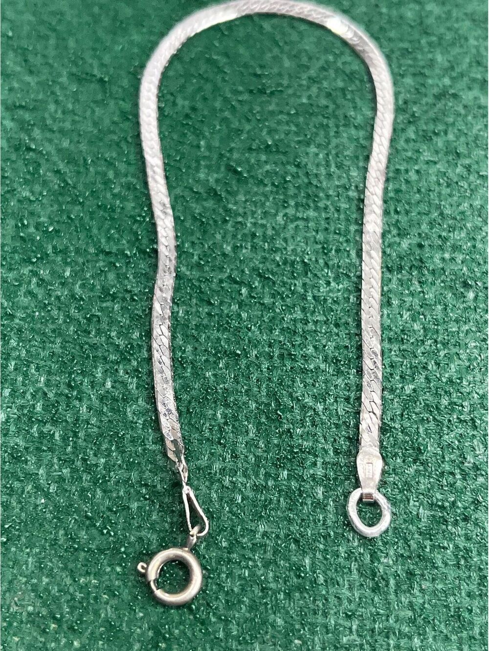 #134 Sterling Silver Herringbone Bracelet Italy 7” (Acid Tested)
